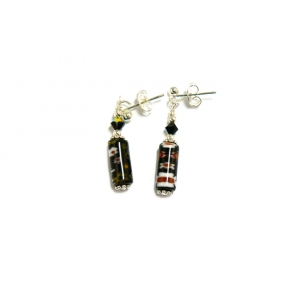 Black Floral Millefiori Drop Earrings Black Floral Millefiori Drop Earrings